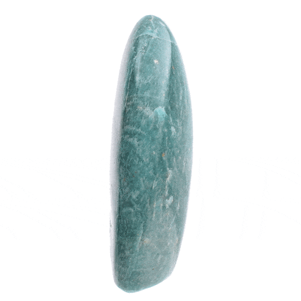 Polished 9.5cm piece of natural oval-shaped amazonite gemstone. Buy online shop.