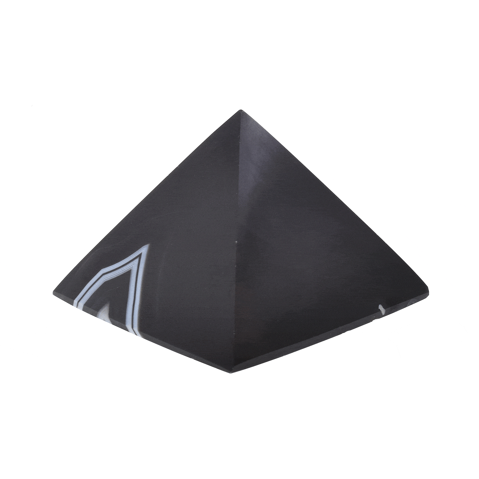 Πυραμίδα από φυσική πέτρα  μαύρου Αχάτη, ύψους 4cm. Αγοράστε online shop.