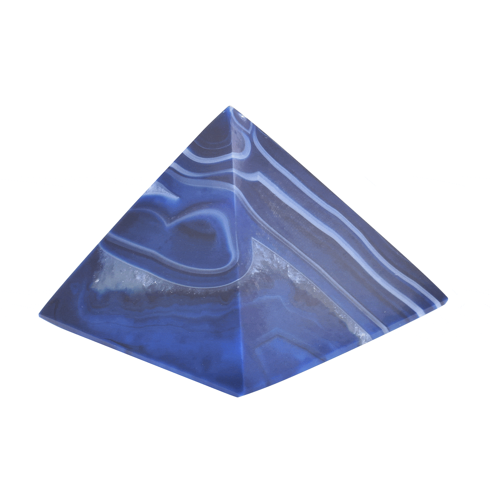 Πυραμίδα από φυσική πέτρα  Αχάτη μπλε χρώματος, ύψους 4cm. Αγοράστε online shop.