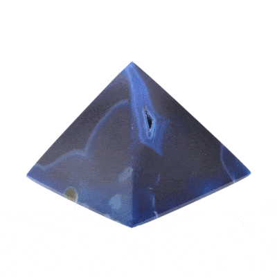 Pyramid made of natural Agate gemstone with crystal quartz. The pyramid has blue color and a height of 5cm. Buy online shop.