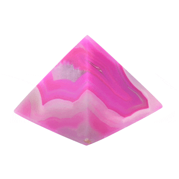 Pyramid made of natural Agate gemstone. The pyramid has pink color and a height of 3.5cm. Buy online shop.