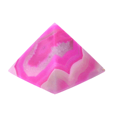 Πυραμίδα από φυσική πέτρα Αχάτη ροζ χρώματος, ύψους 3,5cm. Αγοράστε online shop.