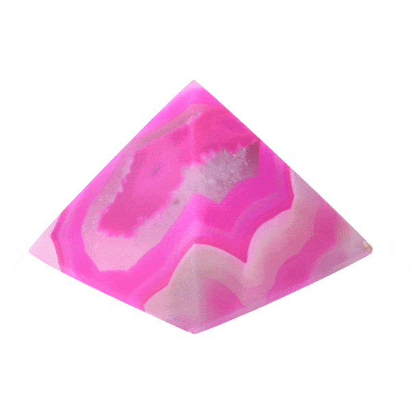 Pyramid made of natural Agate gemstone. The pyramid has pink color and a height of 3.5cm. Buy online shop.