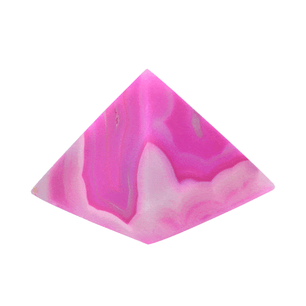 Pyramid made of natural Agate gemstone. The pyramid has pink color and a height of 3.5cm. Buy online shop.