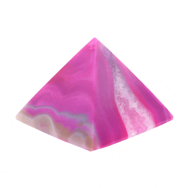 Pyramid made of natural Agate gemstone. The pyramid has pink color and a height of 4.5cm. Buy online shop.