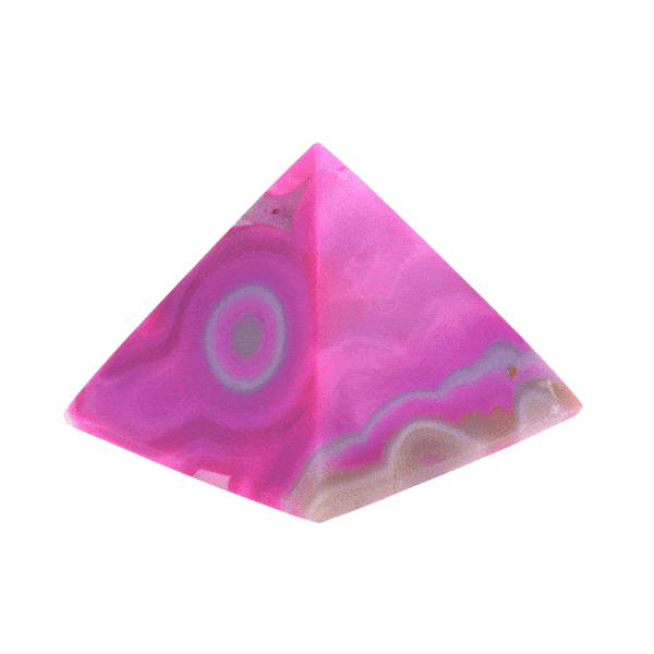 Pyramid made of natural Agate gemstone. The pyramid has pink color and a height of 4.5cm. Buy online shop.