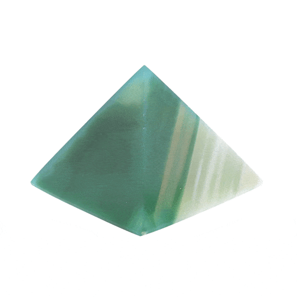 Pyramid made from natural agate gemstone of a green colour and a height of 4.5cm. Buy online shop.