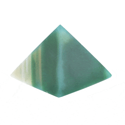 Pyramid made from natural agate gemstone of a green colour and a height of 4.5cm. Buy online shop.