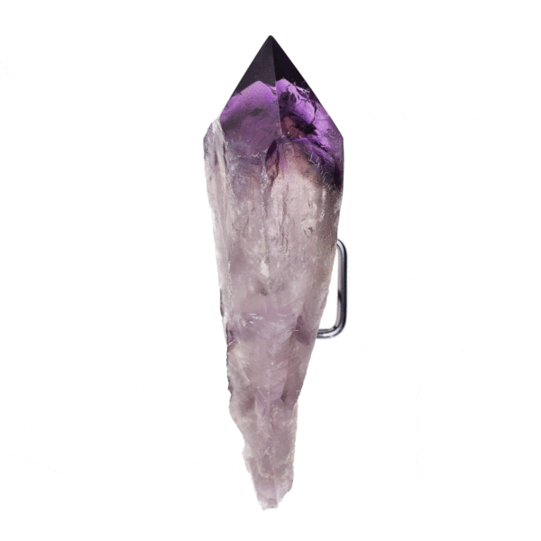 Excellent quality rough 22cm natural amethyst crystal, embedded into a metallic base. Buy online shop.