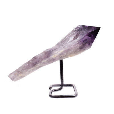 Excellent quality rough 22cm natural amethyst crystal, embedded into a metallic base. Buy online shop.