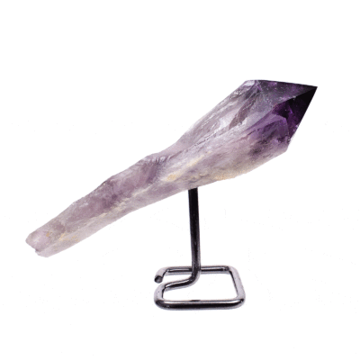 Excellent quality rough 22cm natural amethyst crystal, embedded into a metallic base. Buy online shop.