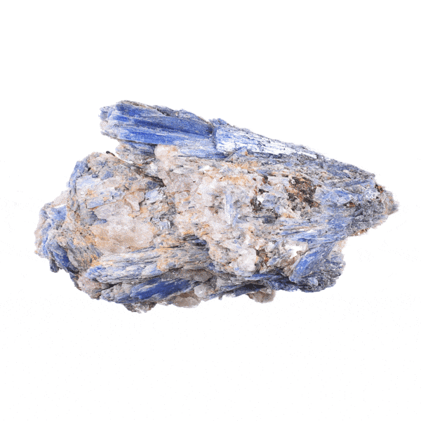 Rough piece of natural blue kyanite gemstone with quartz. The stone has a size of 15cm. Buy online shop.