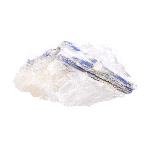 Ακατέργαστο κομμάτι φυσικής πέτρας μπλε κυανίτη με χαλαζία, μεγέθους 11cm. Αγοράστε online shop.