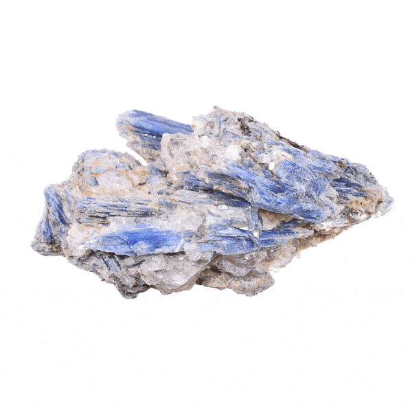 Rough piece of natural blue kyanite gemstone with quartz. The stone has a size of 15cm. Buy online shop.