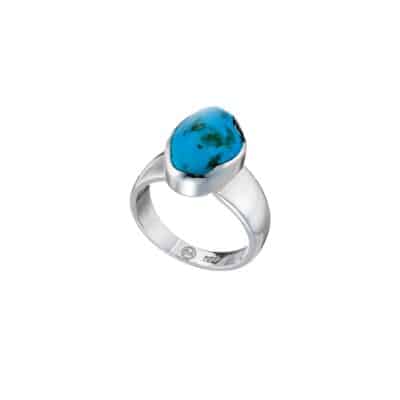 Handmade ring made of sterling silver and natural turquoise gemstone. Buy online shop.