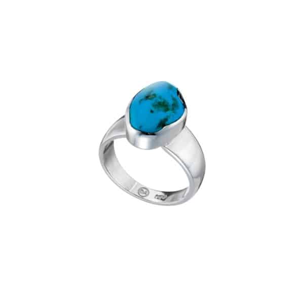 Handmade ring made of sterling silver and natural turquoise gemstone. Buy online shop.