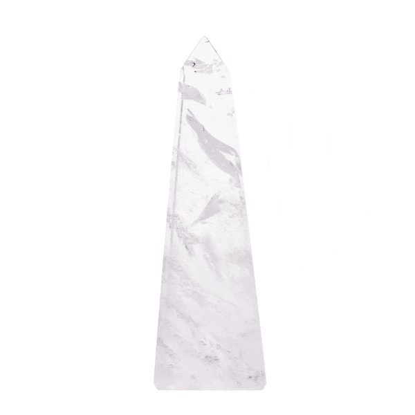 Polished 11.5cm obelisk made from natural crystal quartz gemstone.