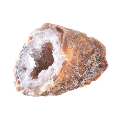 Γεώδες φυσικής πέτρας αχάτη με κρύσταλλα χαλαζία στο εσωτερικό του, μεγέθους 7cm. Αγοράστε online shop.
