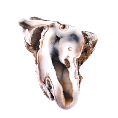 Γεώδες φυσικής πέτρας αχάτη με κρύσταλλα χαλαζία στο εσωτερικό του, μεγέθους 11cm. Αγοράστε online shop.