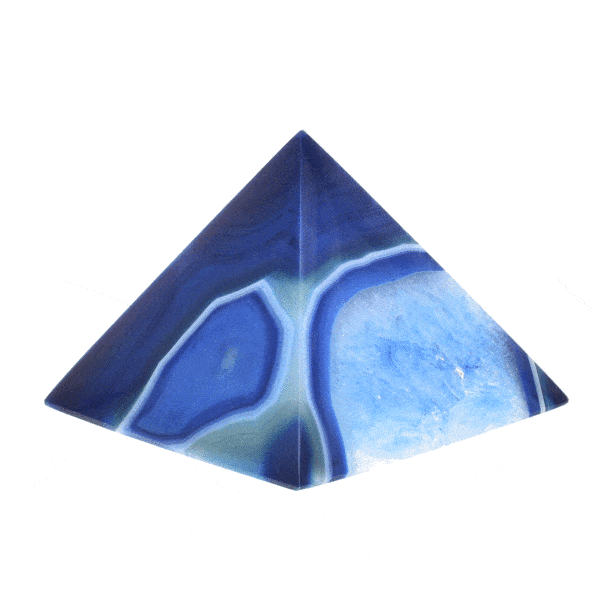 Pyramid made from natural agate gemstone of a blue colour and a height of 6cm. Buy online shop.