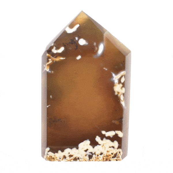 Natural agate gemstone point with crystal quartz, with a height of 11cm. Buy online shop.