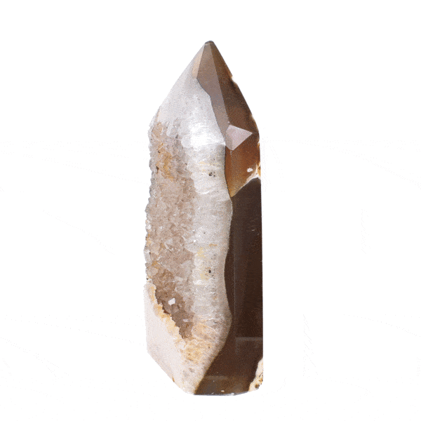 Natural agate gemstone point with crystal quartz, with a height of 11cm. Buy online shop.