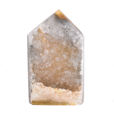 Natural agate gemstone point with crystal quartz, with a height of 11cm. Buy online shop.