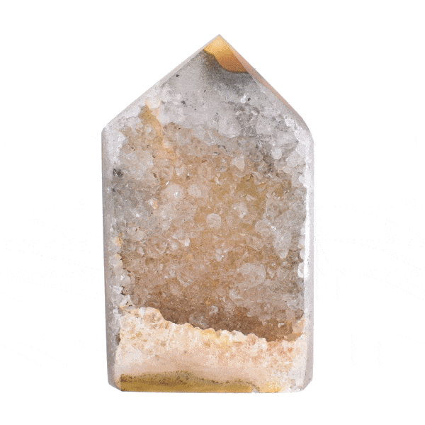 Natural agate gemstone point with crystal quartz, with a height of 11cm. Buy online shop.