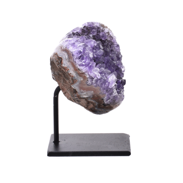 Natural amethyst gemstone in the shape of a heart, embedded into a metallic base. The product has a height of 7cm. Buy online shop.