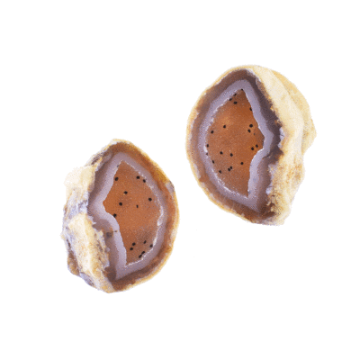 Natural 5.5cm agate geode gemstone split in the middle, with excellent quality crystal quartz inside. Buy online shop.