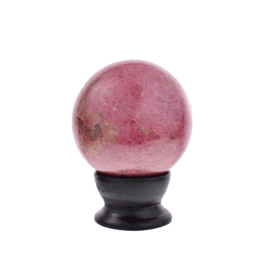 Polished sphere of natural rhodonite gemstone, with a diameter of 5.5cm - suitable to add natural beauty and positive energy to your space.