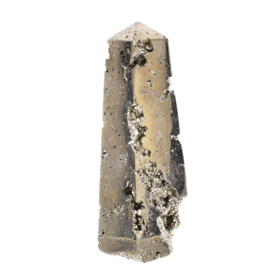 Obelisk made of natural pyrite gemstone, with a height of 11.5cm. Buy online shop.