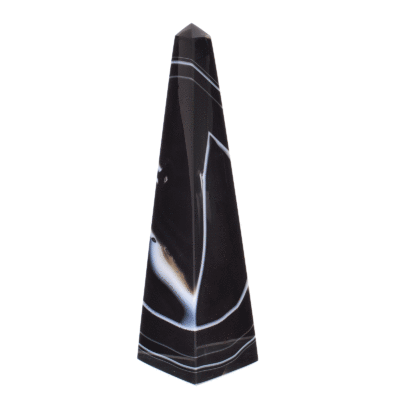 Οβελίσκος από φυσική πέτρα μαύρου αχάτη, ύψους 18cm. Αγοράστε online shop.