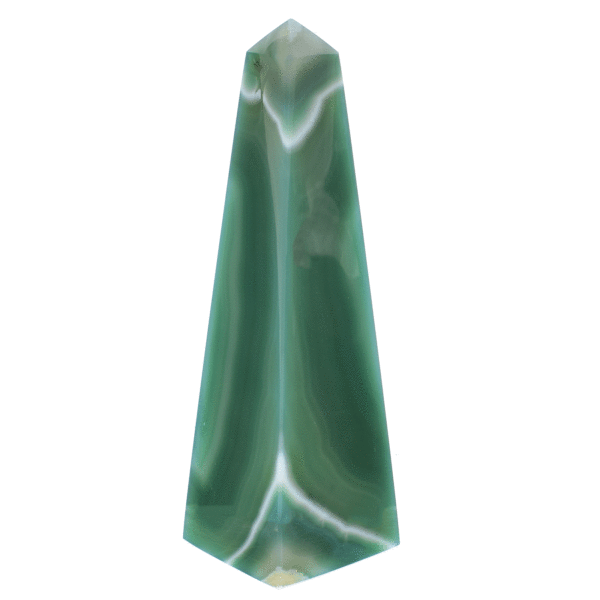 Οβελίσκος από φυσική πέτρα αχάτη τεχνητά χρωματισμένη, ύψους 15cm. Αγοράστε online shop.