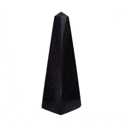 Οβελίσκος από φυσική πέτρα αχάτη μαύρου χρώματος και ύψους 13,5cm. Αγοράστε online shop.