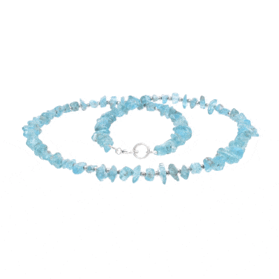 Handmade necklace made of natural apatite and hemstite gemstones. The necklace has a clasp made of sterling silver. Buy online shop. 