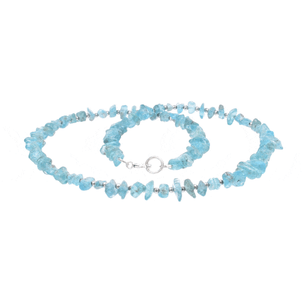 Handmade necklace made of natural apatite and hemstite gemstones. The necklace has a clasp made of sterling silver. Buy online shop. 