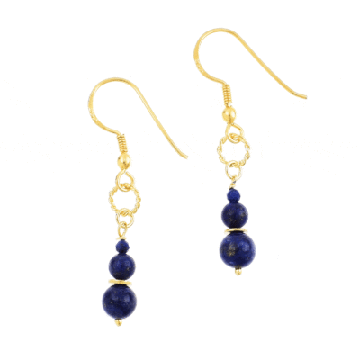 Handmade earrings made of gold plated sterling silver and natural lapis lazuli gemstones. Buy online shop.