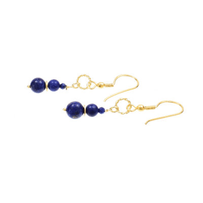 Handmade earrings made of gold plated sterling silver and natural lapis lazuli gemstones. Buy online shop.