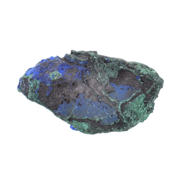 Natural azurite-malachite gemstone with one polished side and one rough side. The stone has a size of 4.5cm. Buy online shop.