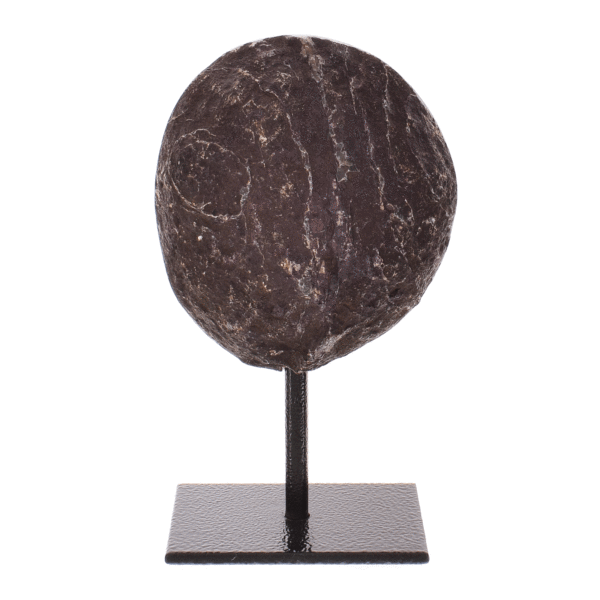 Γεώδες φυσικής πέτρας αχάτη με κρύσταλλα χαλαζία στο εσωτερικό του, τεχνητά χρωματισμένος. Ο αχάτης είναι ενσωματωμένος σε μαύρη μεταλλική βάση και το προϊόν έχει ύψος 13cm. Αγοράστε online shop.