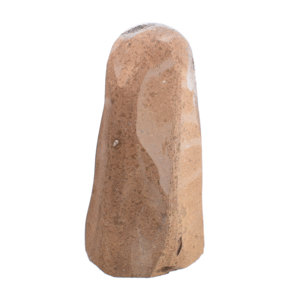 Ακατέργαστο κομμάτι φυσικής πέτρας κιτρίνη με γυαλισμένο περίγραμμα, ύψους 13,5cm. Αγοράστε online shop.