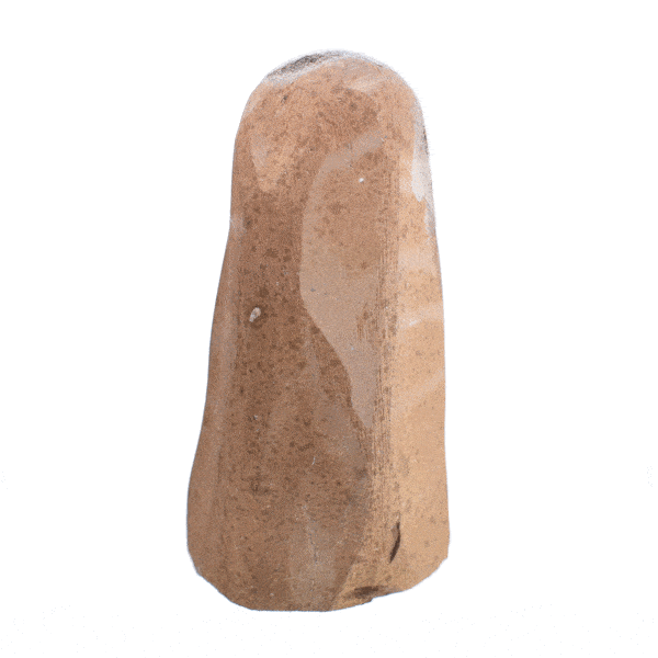 Raw piece of natural citrine quartz gemstone with polished outline. The stone has a height of 13.5cm. Buy online shop.