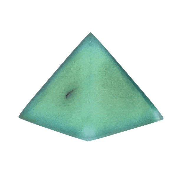 Pyramid made from natural agate gemstone of a green colour and a height of 5.5cm. Buy online shop.