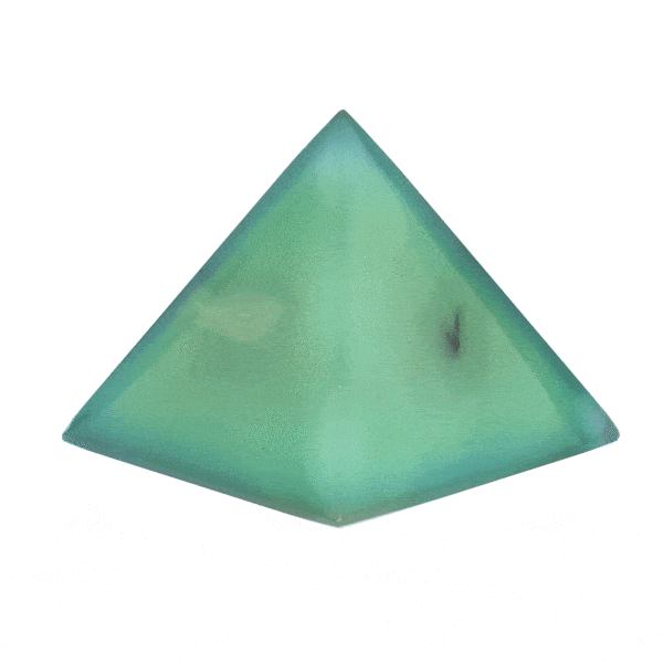 Pyramid made from natural agate gemstone of a green colour and a height of 5.5cm. Buy online shop.