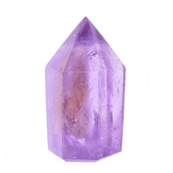 Natural polished amethyst crystal point with a height of 8cm. Buy online shop.