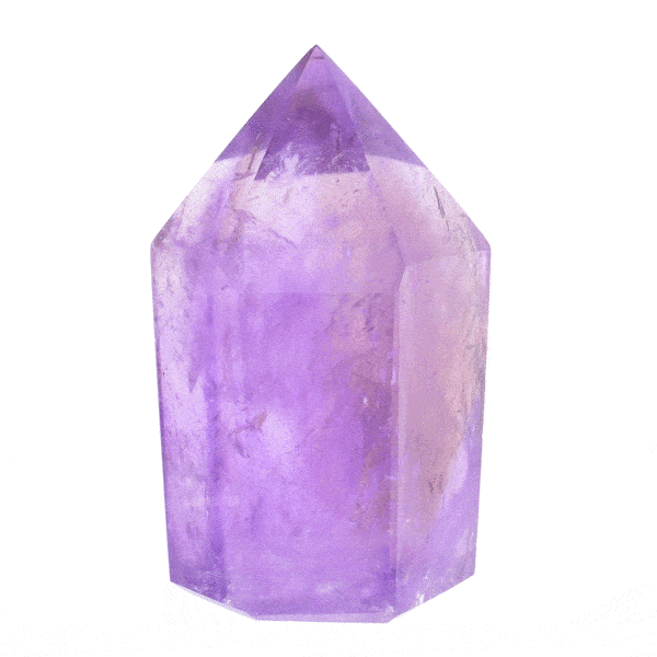 Natural polished amethyst crystal point with a height of 8cm. Buy online shop.