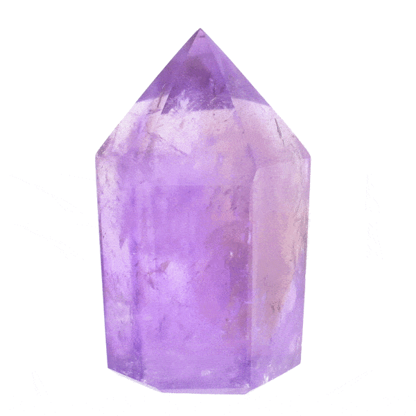 Natural polished amethyst crystal point with a height of 8cm. Buy online shop.