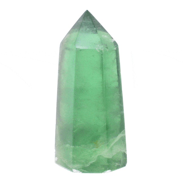 Γυαλισμένο point από φυσική πέτρα πράσινου φθορίτη, ύψους 10,5cm. Αγοράστε online shop.