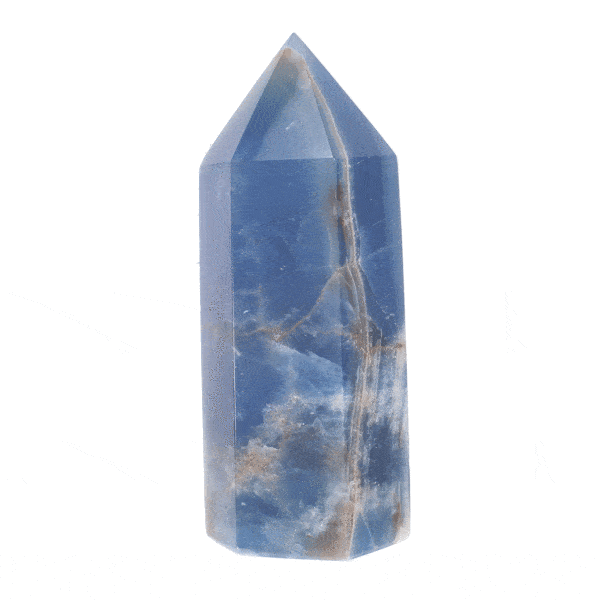 Natural polished blue onyx crystal point, with a height of 12cm. Buy online shop.